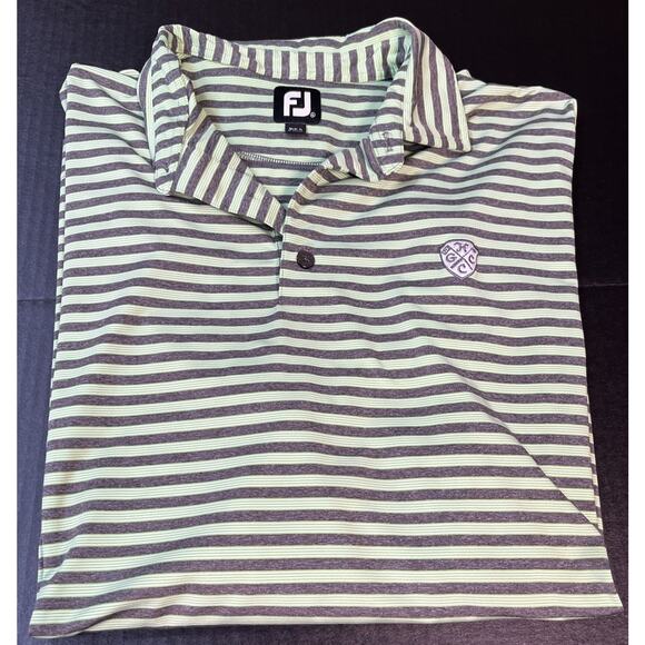 Foot joy green and gray striped men’s short sleeve XL Golf polo HGCC Logo - Picture 5 of 5